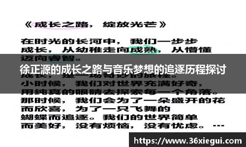 徐正源的成长之路与音乐梦想的追逐历程探讨